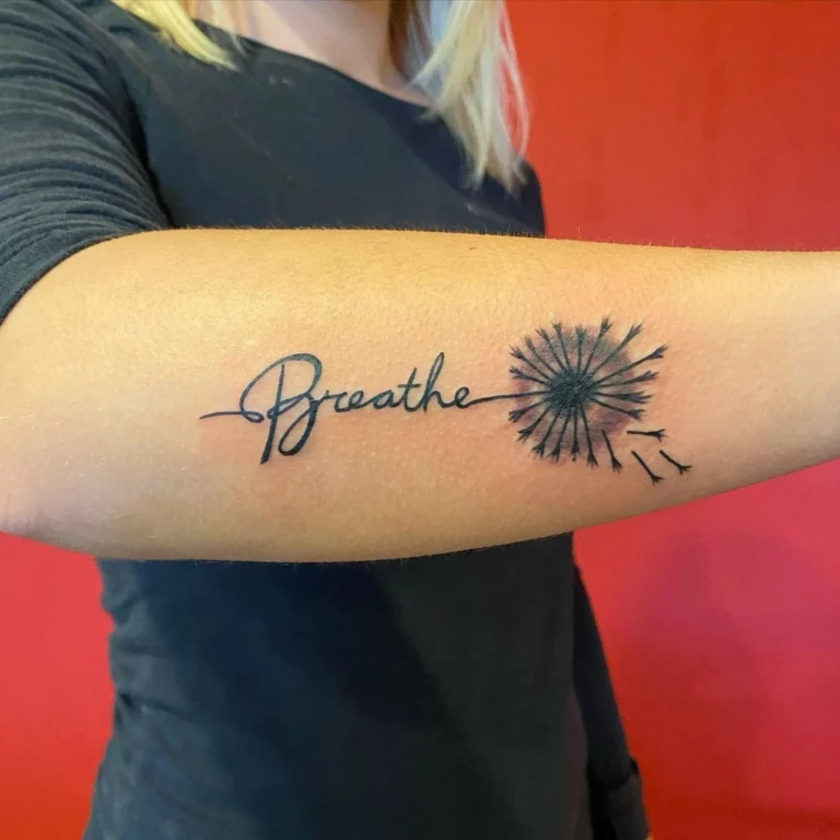 Breathe Dandelion Strength Tattoo