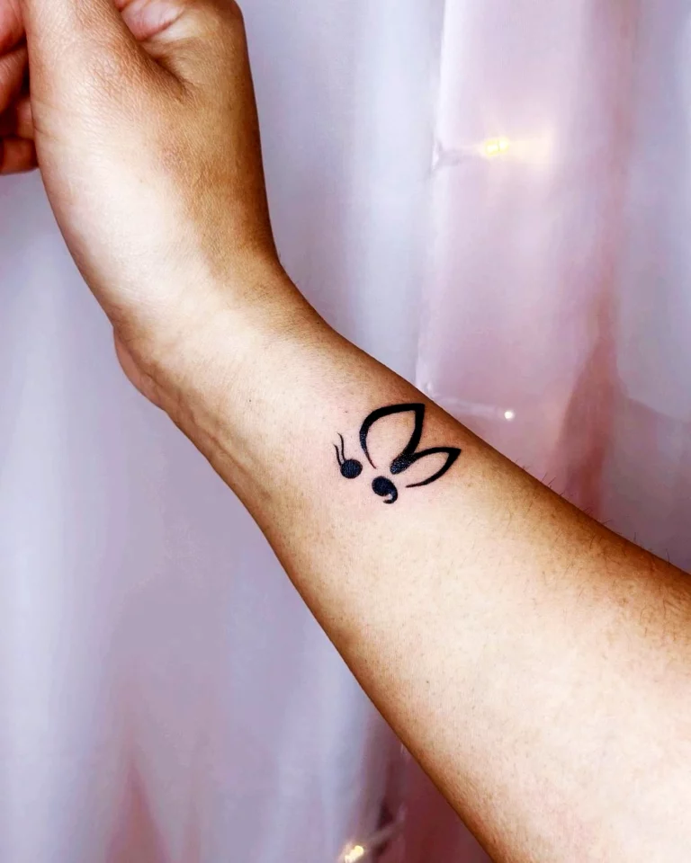 Butterfly Semicolon Inspirational Tattoo