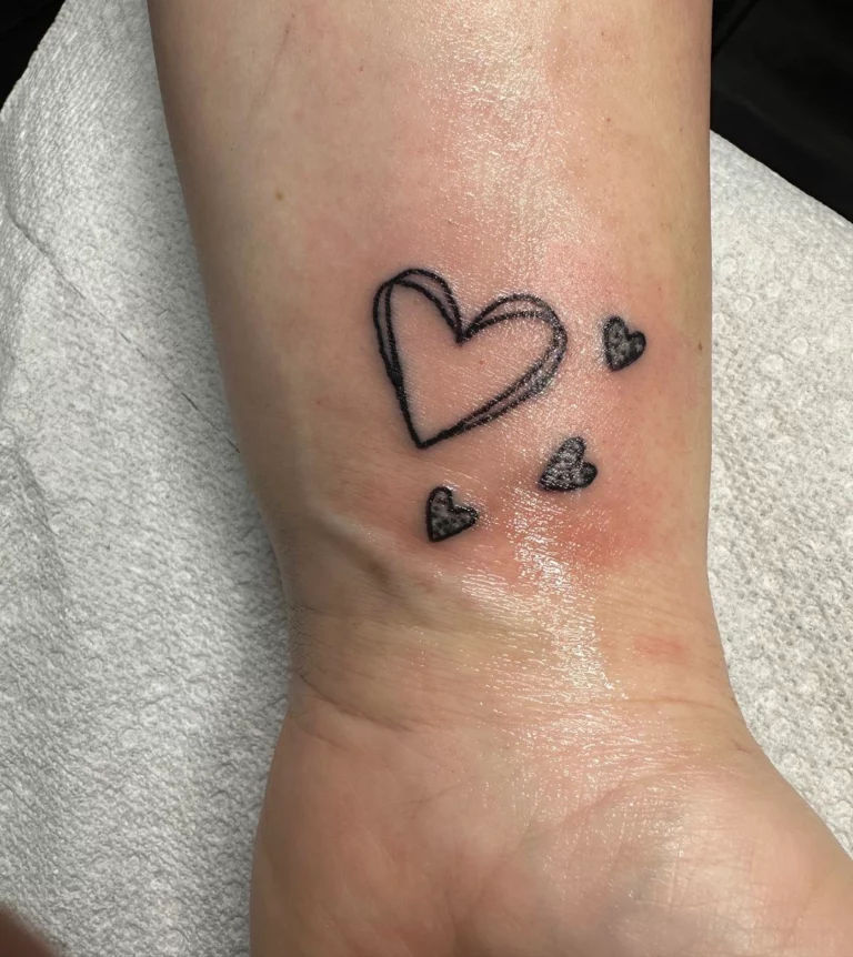 Cascading Hearts Love Tattoo