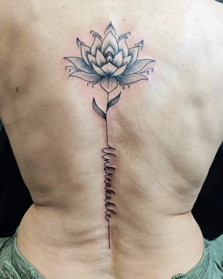 Energetic Lotus Spine Tattoo