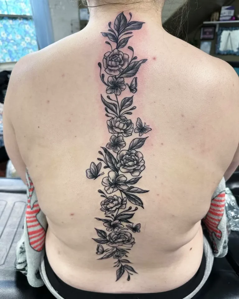 Floral Spine Energetic Tattoo