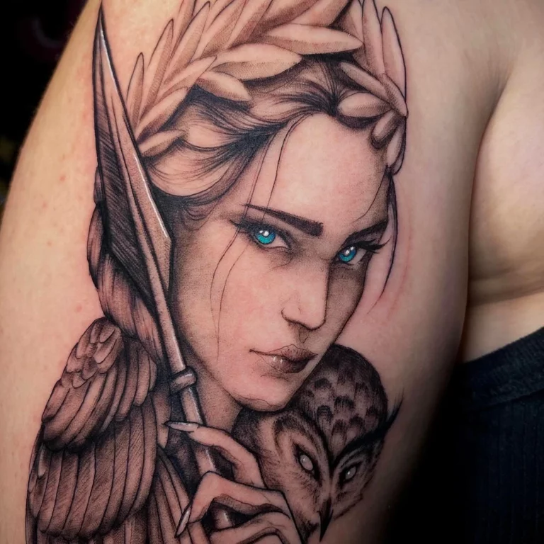 Guardian Angel Owl Embrace Tattoo