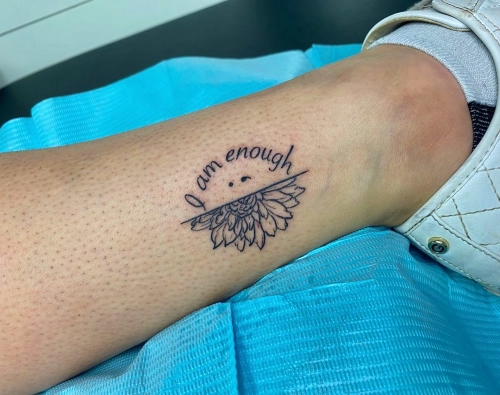 Embrace self-love with I am enough floral tattoo for inspiration.