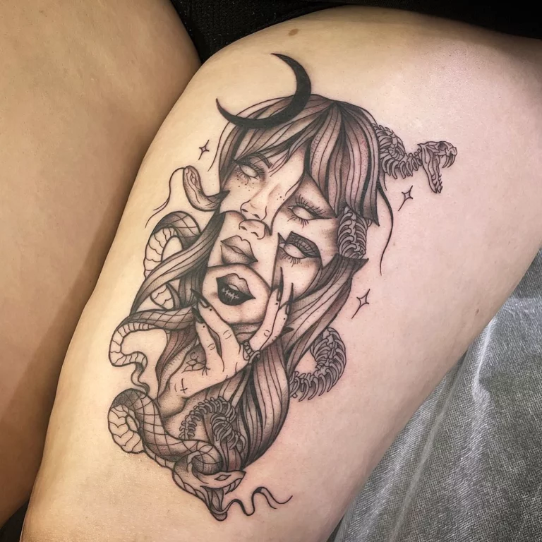 Medusa Crescent Serpent Tattoo