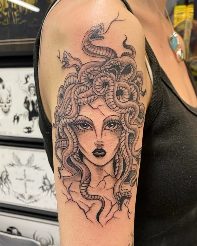 Medusa Serpentine Coiled Legend Tattoo