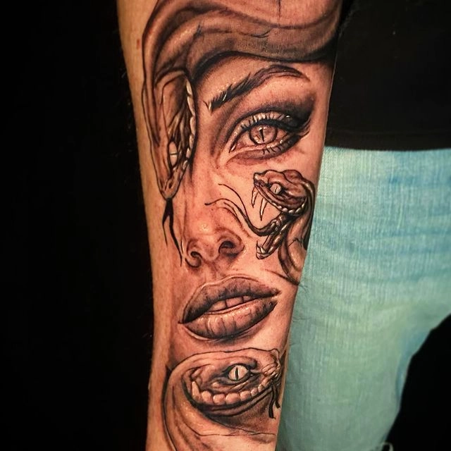 Medusa Serpentine Embrace Tattoo