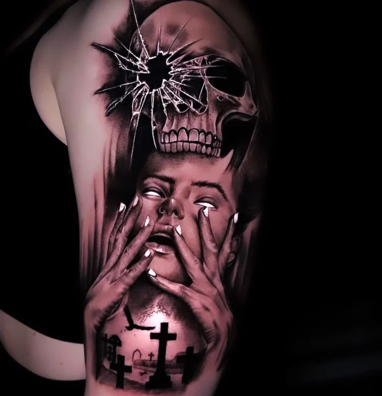 Medusa Shattered Skull Tattoo