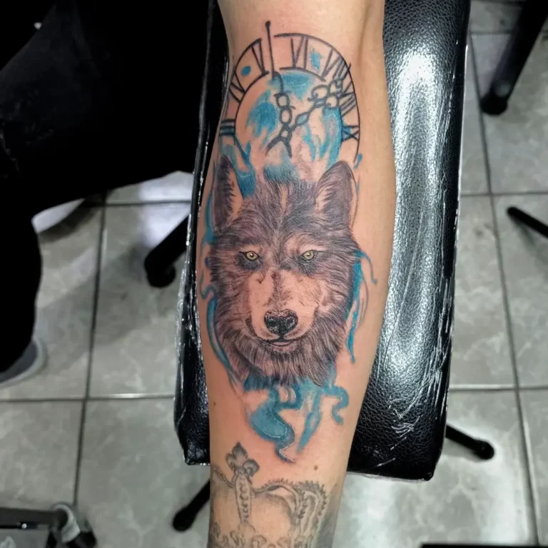 Mystic Wolf Watercolor Tattoo