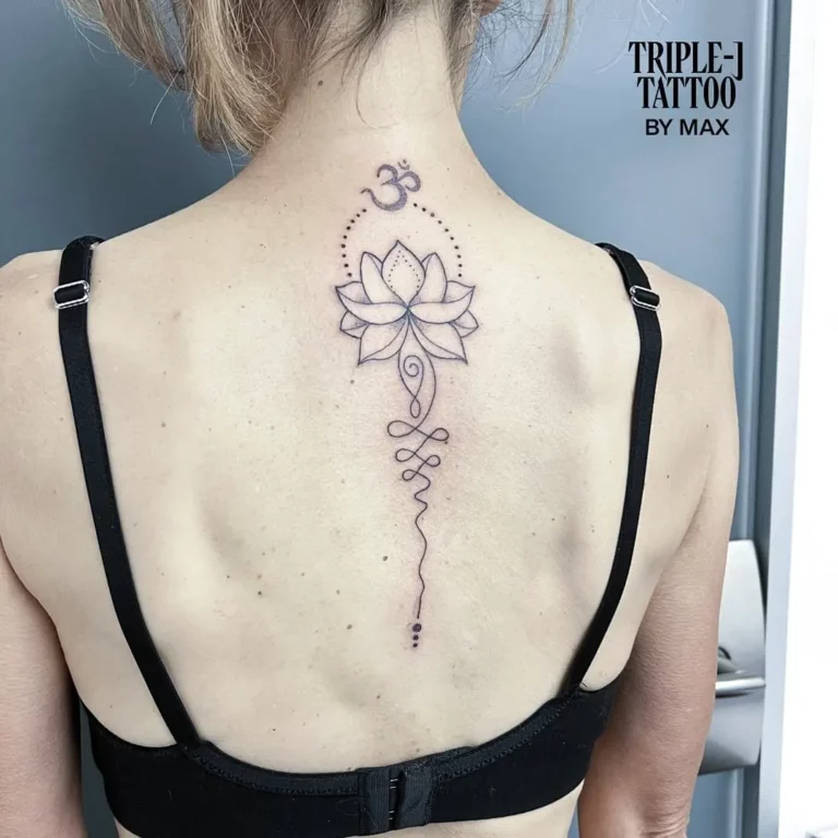 Om Lotus Energetic Sketch Tattoo