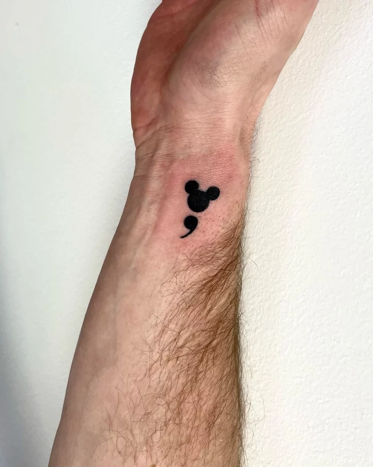 Semicolon Mickey Silhouette Tattoo