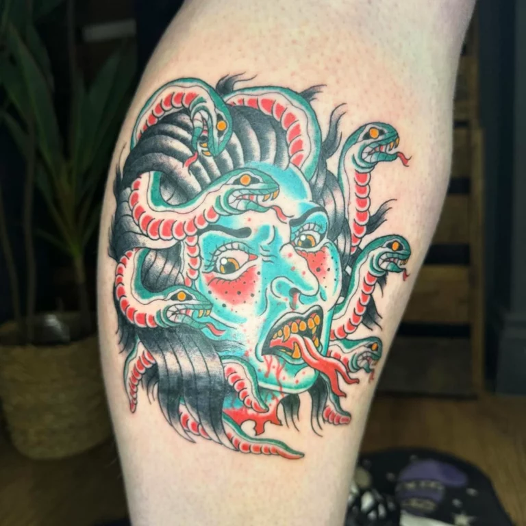 Serpent-Entwined Medusa Tattoo
