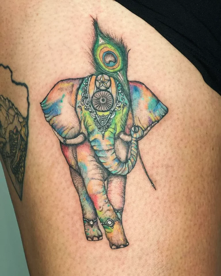 Vibrant Elephant Spiritual Tattoo