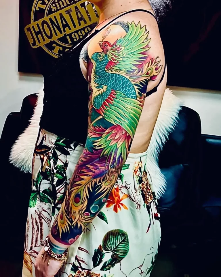 Vibrant Phoenix Watercolor Tattoo