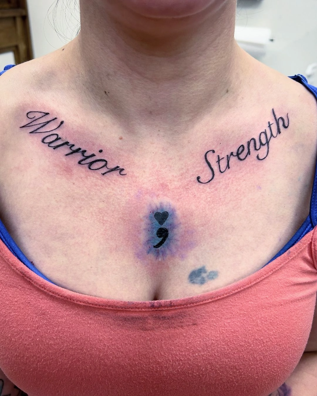 warrior strength semicolon tattoo