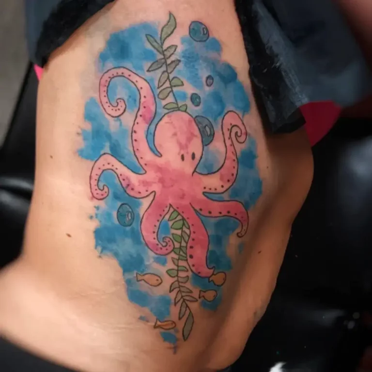 Watercolor Octopus Embrace Tattoo