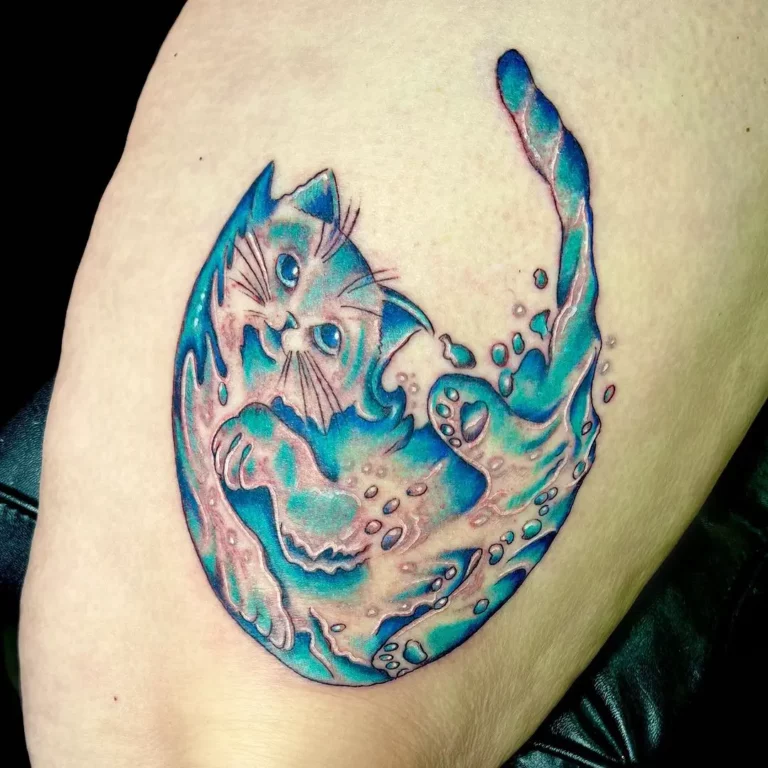 Watercolor Whimsical Cat Tattoo